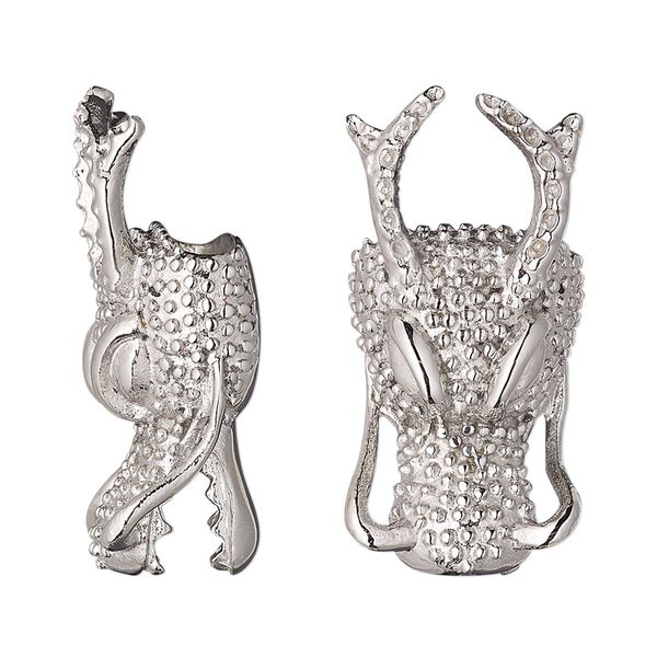 Cord end, glue-in, stainless steel, 30x15mm dragon head, 12.5x3.5mm inside diameter. Sold individually. image number 0