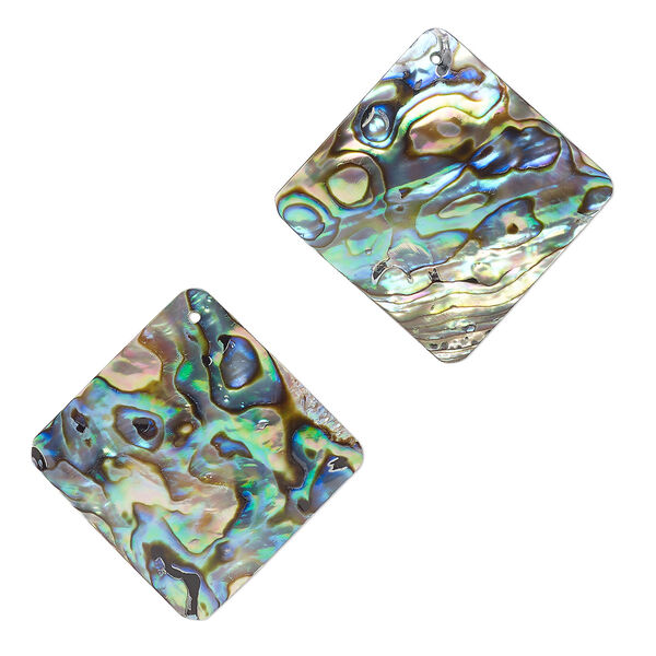 Focal, paua shell (natural), 33mm diamond, Mohs hardness 3-1/2. Sold per pkg of 2. image number 0