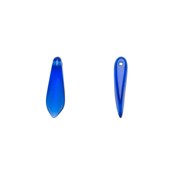 Bead, Czech pressed glass, cobalt, 15.5x5mm top-drilled dagger. Sold per 15-1/2" to 16" strand, approximately 135-150 beads. image number 0
