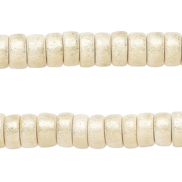 Taiwanese cheesewood 1pkg2, hand-cut painted rondelle bead 15.5-16 inch gold cream 8x4mm image number 0