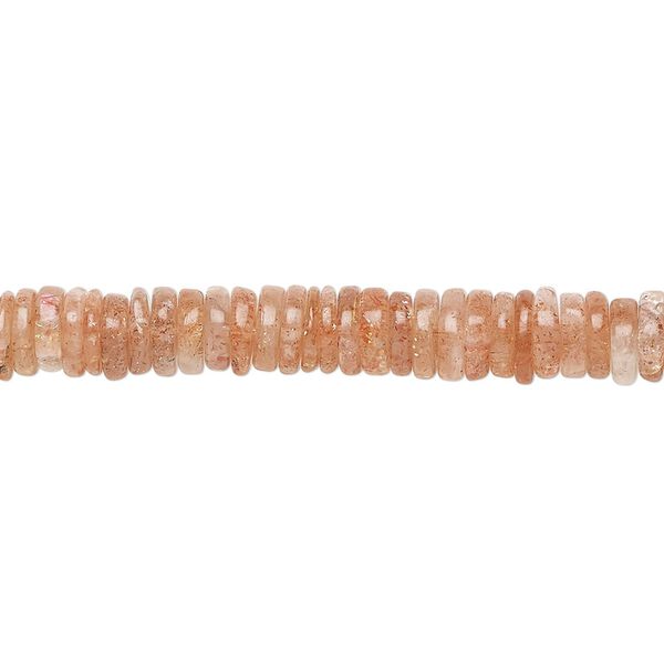 Sunstone 1pkg1, hand-cut rondelle bead natural 8 inch 4x1mm-6x3mm image number 0