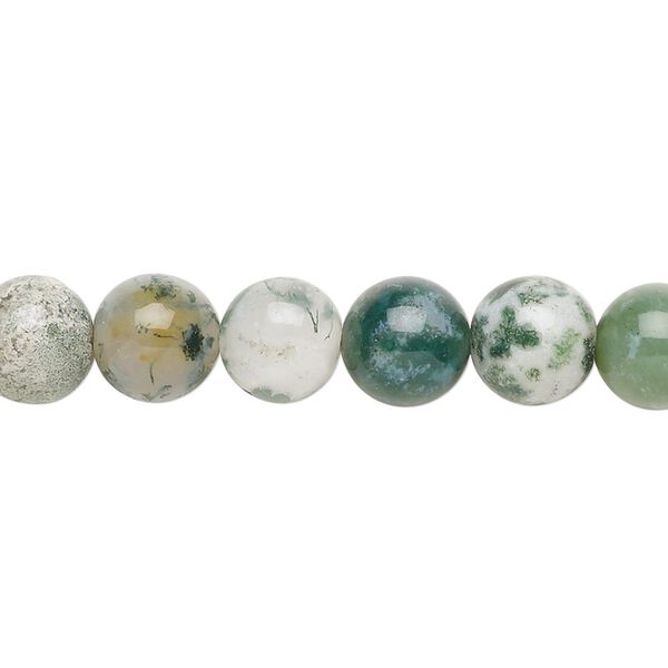 Tree agate 1pkg1, round bead natural 15.5-16 inch 8mm image number 0