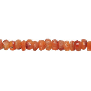Carnelian 1pkg1, hand-cut tumbled faceted rondelle bead, 14 inch 5x2mm-6x3mm