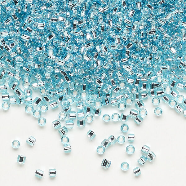 Seed bead, Dyna-Mites™, glass, pkg/1/2kg, #11 round, transparent silver-lined light aqua, (77:SR 11/0 SR). image number 0