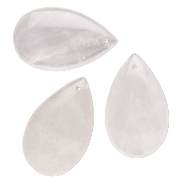 Rose quartz 1pkg3, teardrop focal natural C grade, 25x16mm-30x19mm image number 0