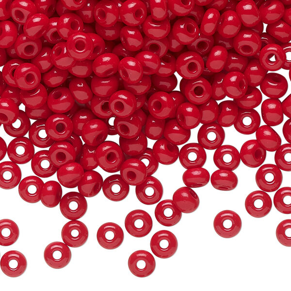 Seed bead, Preciosa Ornela Czech glass, pkg/50g, #6 rocaille, opaque ruby red, (93210). image number 0