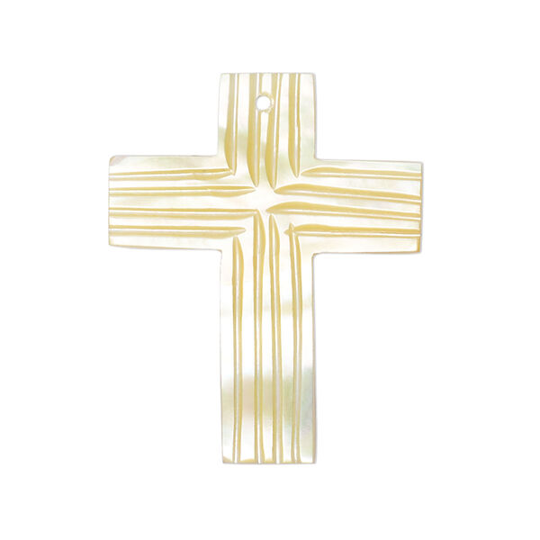 Focal, gold lip shell (natural), 31x26mm hand-cut single-sided cross. Sold individually image number 0