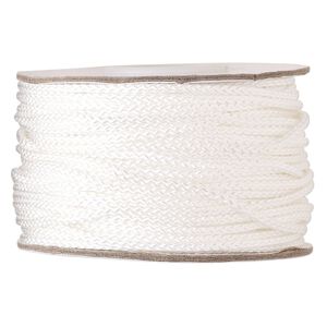Cord, nylon, white, 2mm round. Sold per 100-foot spool.