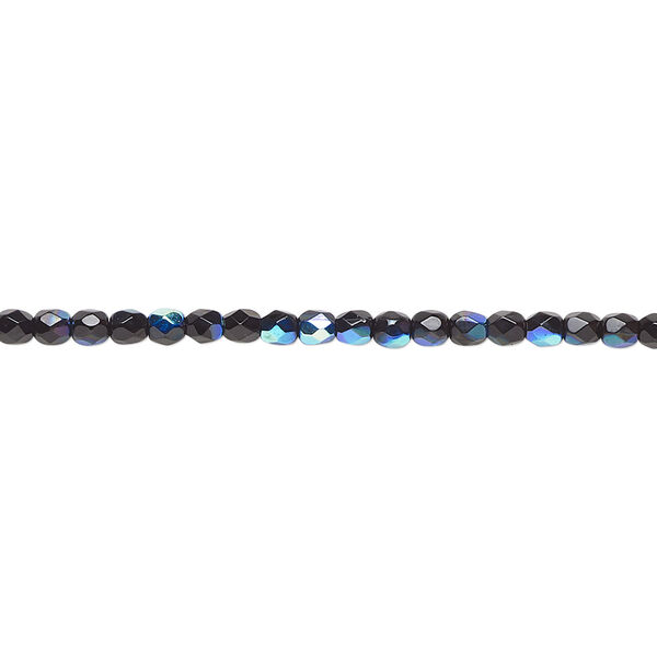 Bead, Czech fire-polished glass, opaque jet AB, 2.5mm faceted round. Sold per pkg of 1,200 (1 mass). image number 0