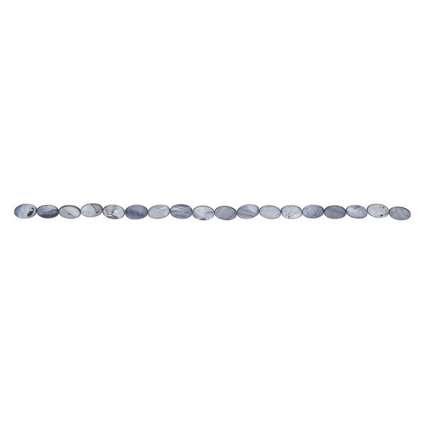 Mother-of-pearl shell 1pkg1, flat oval bead 15 inch blue steel 13x8mm-14x9mm image number 1