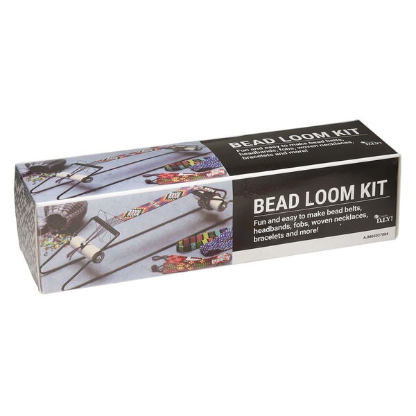 Loom starter set 1pkg7, wood (natural) / black-finished steel / glass, 12 x 2-1/2 inches with 7-inch looming length. image number 0