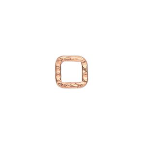 Component, copper-plated steel, 10x10mm double-sided hammered open square. Sold per pkg of 12.