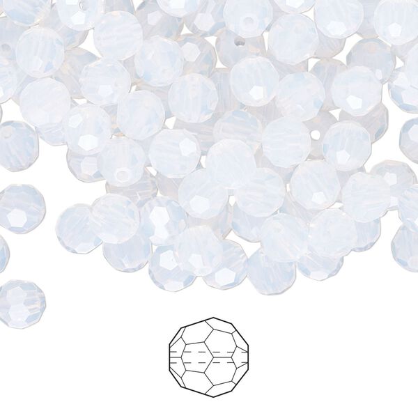 Bead 144pk white opal, Preciosa Czech crystal 5mm round image number 0