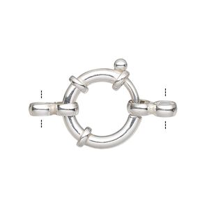 Springring 1pkg1 sterling silver, 18mm, clasp 1-strand