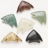 Multi-gemstone 1pkg6, half-drilled puffed / flat fish focal mix 37x24mm-45x32mm image number 1