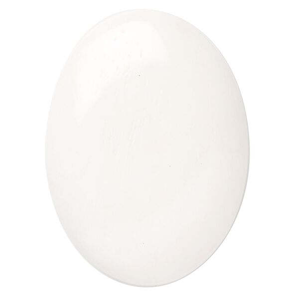 Cabochon, bone (bleached), ivory, 40x30mm hand-cut calibrated oval, Mohs hardness 2-1/2. Sold individually. image number 0