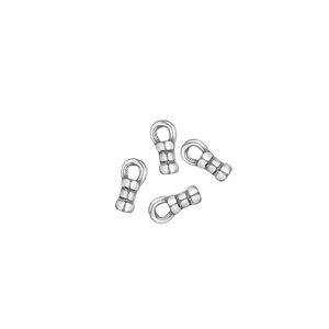 Crimp end 1pkg4 silver-plated pewter, 4x2mm tube / loop / 1mm inside diameter, antiqued / JBB Findings