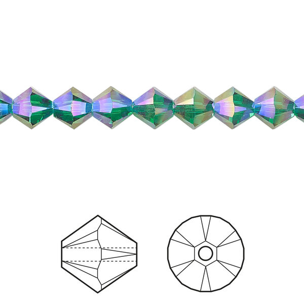 Bead 1pkg24 majestic green shimmer 2X, Crystal Passions®, 6mm bicone 5328 image number 0
