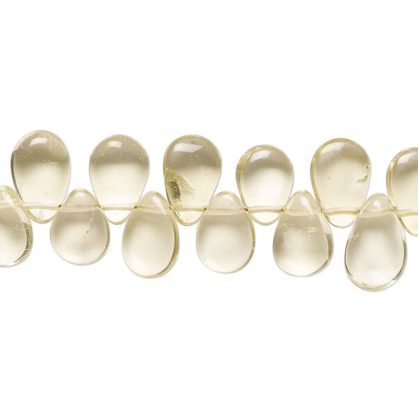 Lemon quartz 1pkg1, hand-cut top-drilled puffed teardrop bead 9 inch 8x6mm-12x7mm image number 0