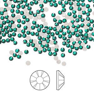 Flat back 144pk emerald foil back, Preciosa MAXIMA Czech crystal hotfix rhinestone 1.9-2.1mm chaton rose round SS6