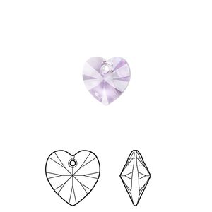 Drop 24pk violet, Crystal Passions® 10mm pendant heart 6228