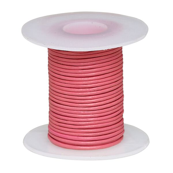 Cord, leather (dyed), pink, 0.5-0.8mm round. Sold per 5-yard spool. image number 0