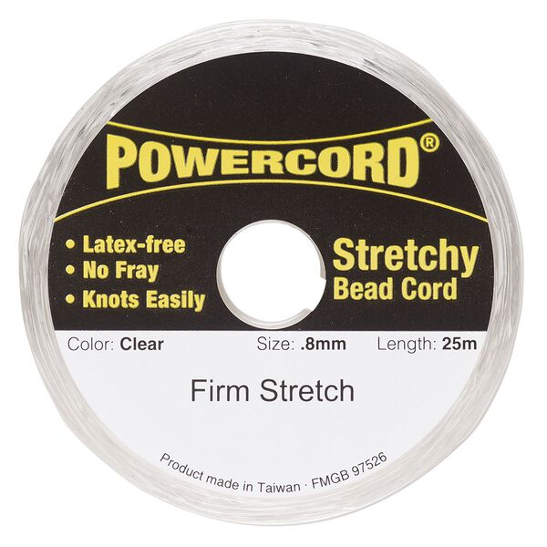 Cord, Powercord®, elastic, clear, 0.8mm, 8.5 pound test. Sold per 25-meter spool. image number 0