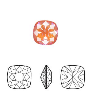 Fancy stone 6pk crystal orange glow DeLite, Crystal Passions® 12mm cushion 4470