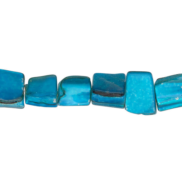 Mother-of-pearl shell 1pkg1, triangle tube bead 15 inch electric blue 6x5mm-12x9mm image number 0