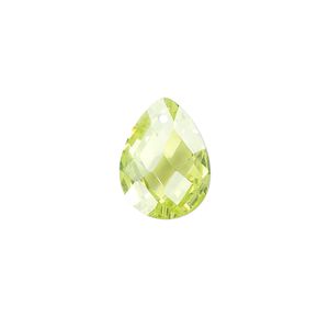 Drop, cubic zirconia, peridot green, 16x12mm hand-faceted teardrop, Mohs hardness 8-1/2. Sold per pkg of 2.