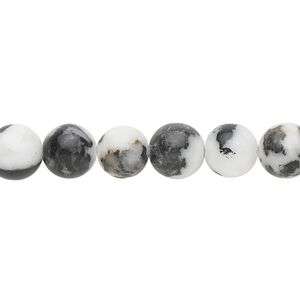 Zebra "jasper" (onyx marble) 1pkg1, round bead natural 15.5-16 inch 8mm