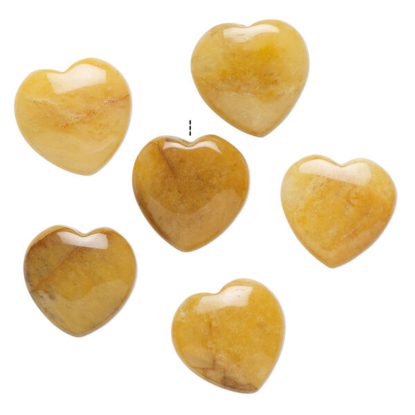 Golden "jade" 1pkg6, half-drilled puffed heart drop natural B grade, 15-16mm image number 0