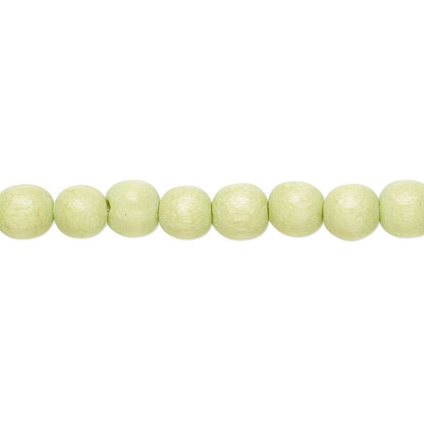 Bead, Taiwanese cheesewood (dyed / waxed), lime green, 5-6mm round. Sold per pkg of (2) 15-1/2" to 16" strands. image number 0