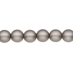 Bead, Czech pearl-coated glass druk, opaque matte grey, 8mm round. Sold per 15-1/2" to 16" strand.
