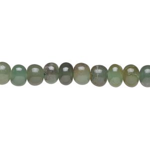 Green chalcedony 1pkg1, hand-cut pebble bead 14 inch small