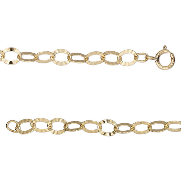 Chain, 14Kt gold-filled, 4mm oval starburst, 20 inches with springring clasp. Sold individually. image number 0