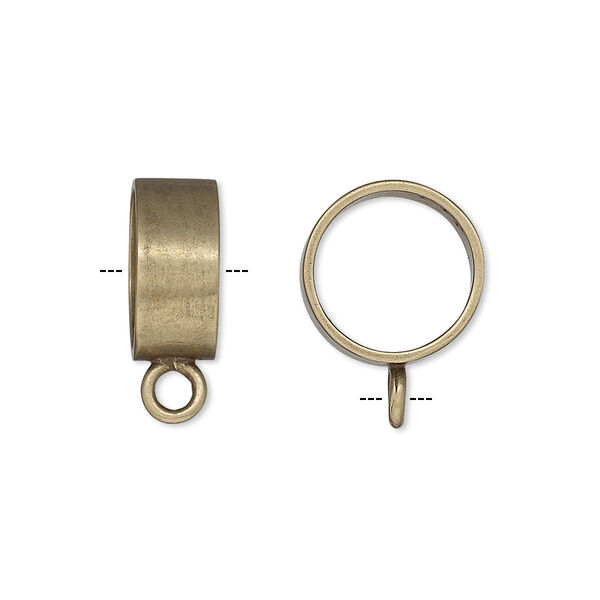 Bead, JBB Findings, antiqued brass, 13.5x6mm smooth round tube with closed loop. Sold individually. image number 0