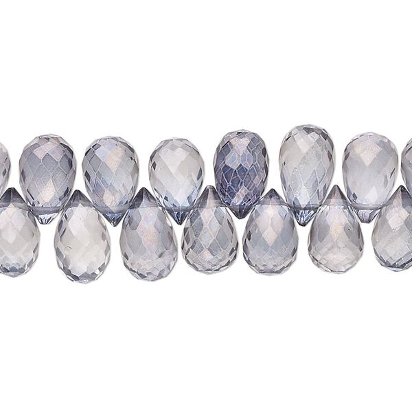 Quartz crystal 1pkg1, hand-cut top-drilled micro-faceted teardrop bead 7 inch 7x5mm-12x7mm image number 0