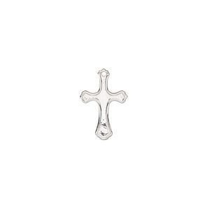 Drop, sterling silver, 15x10mm single-sided cross. Sold individually.