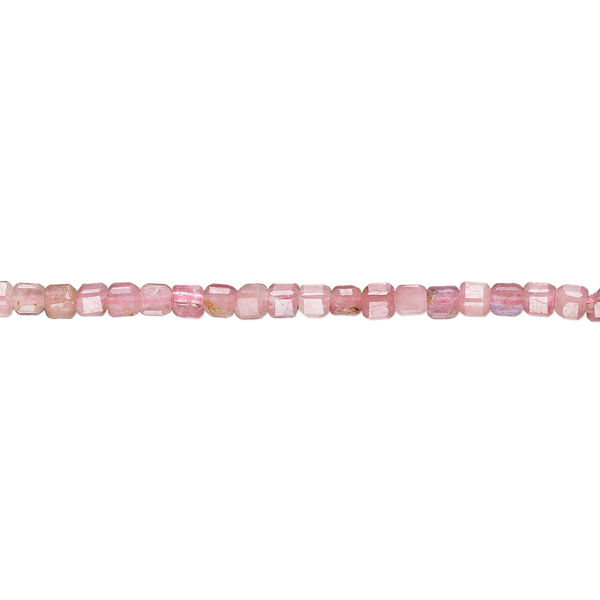 Pink tourmaline 1pkg1, faceted cube bead natural B grade, 15.5-16 inch 2-2.5mm image number 0