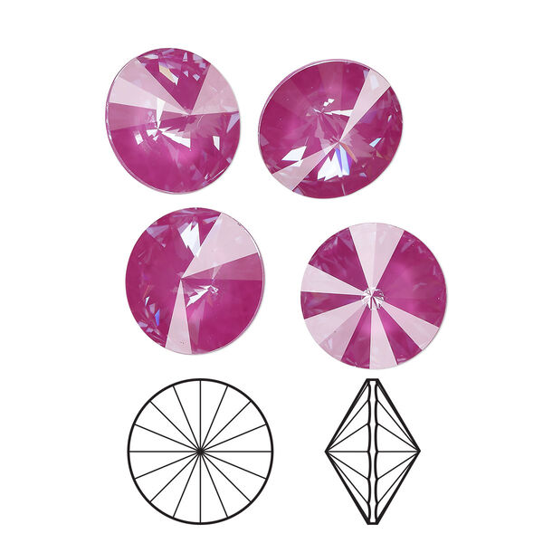 Chaton 4pk crystal orchid ignite LacquerPRO, Crystal Passions® 12mm rivoli 1122 image number 0