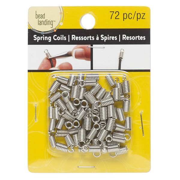 Cord end, glue-in, silver-finished steel, 6x4mm and 8x5mm coil, 3mm inside diameter. Sold per pkg of 72. image number 0