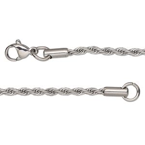 Chain 1pkg1 French rope, 2.4mm / lobster claw clasp, stainless steel 18 inch