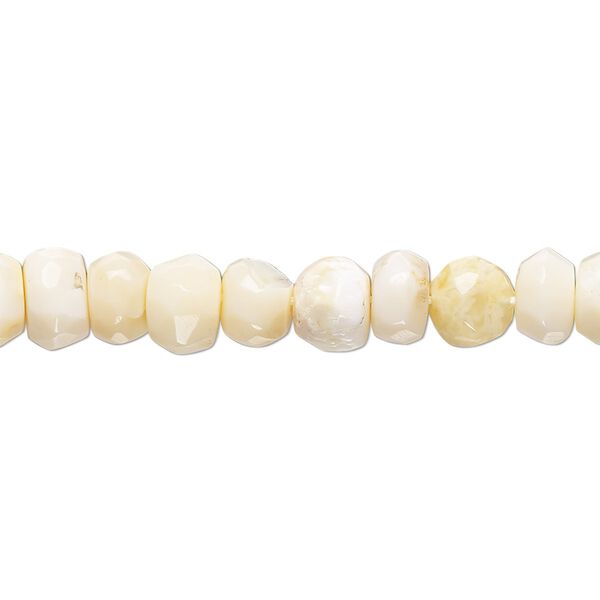 White opal 1pkg1, hand-cut faceted rondelle bead natural 14 inch 6x4mm-8x5mm image number 0