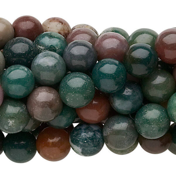 Bead, fancy jasper (natural), 8mm round, C grade, Mohs hardness 6-1/2 to 7. Sold per pkg of (10) 15-1/2" to 16" strands. image number 0