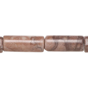 Brown marble 1pkg1, tube bead natural, 15 inch 19x8mm-20x9mm