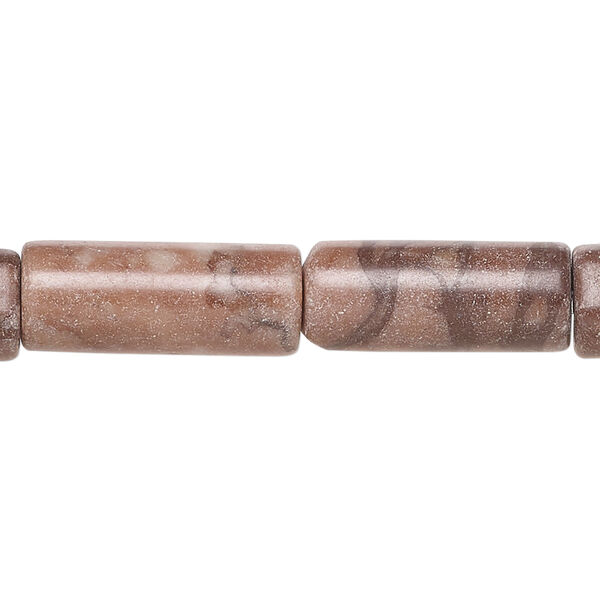 Brown marble 1pkg1, tube bead natural, 15 inch 19x8mm-20x9mm image number 0