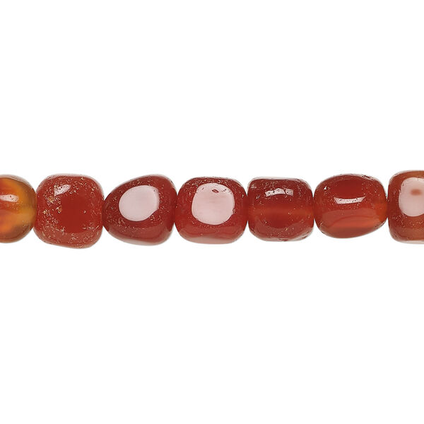 Red agate 1pkg1, pebble bead, 15-inch small to medium image number 0