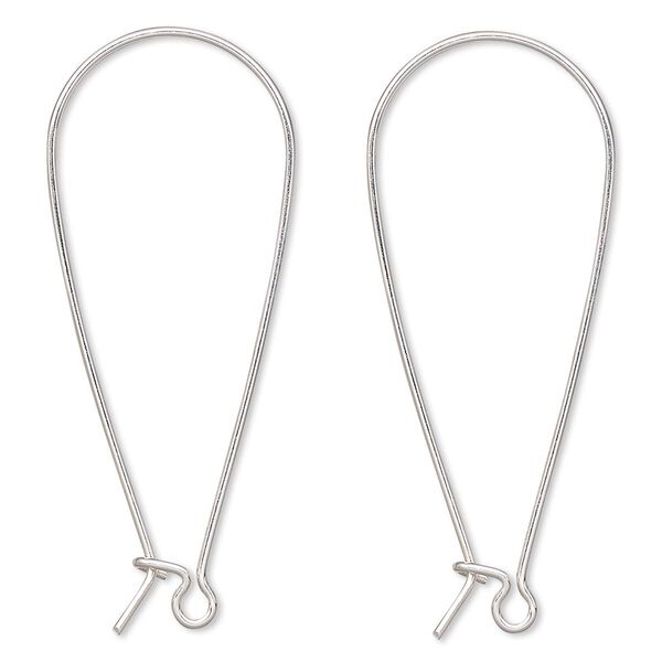 Ear wire, sterling silver-filled, 43mm teardrop kidney with open loop, 20 gauge. Sold per pair. image number 0