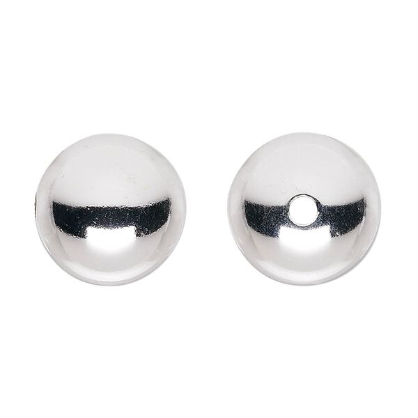 Bead, sterling silver, 16mm seamless smooth round. Sold per pkg of 6. image number 0